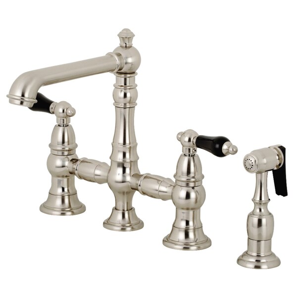 KS7278PKLBS Duchess Bridge Kitchen Faucet W/Brass Sprayer, Brushed Nkl